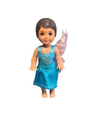 1994 Mattel Fairy Doll 4" Tall Blue Dress & Pink Wings Made In Indonesia